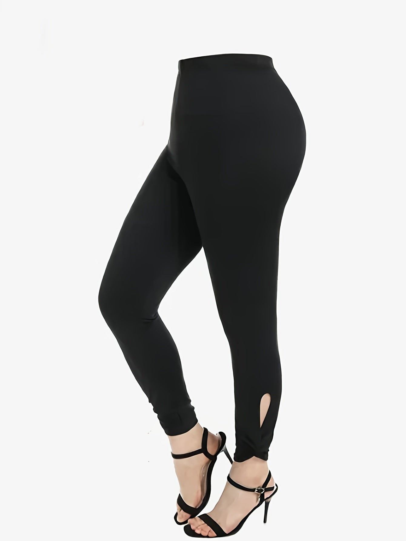 Colorblock Top & Leggings Set Round Neck Casual Outfit