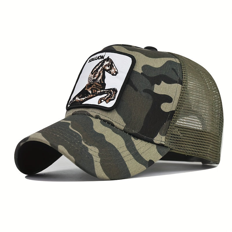 Animal Embroidery Patch Baseball Cap Unisex Adjustable Mesh Dad Hat