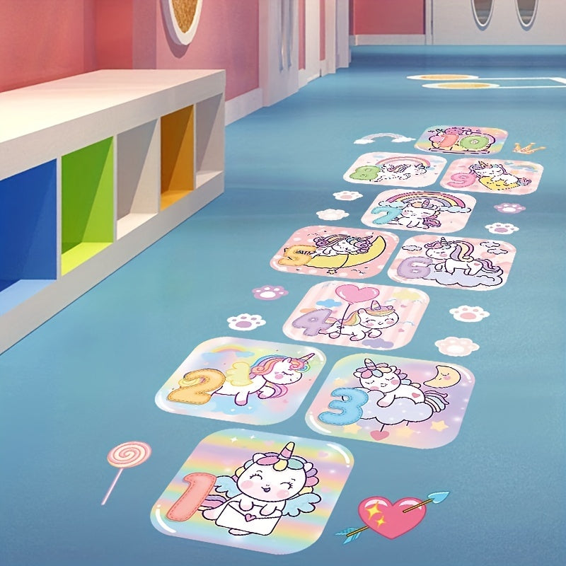 2pcs Cartoon Number Floor Sticker Self Adhesive Waterproof Room Decor