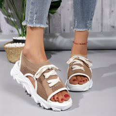 Women's Woven Platform Wedge Sandals Open Toe Breathable Summer Sandals