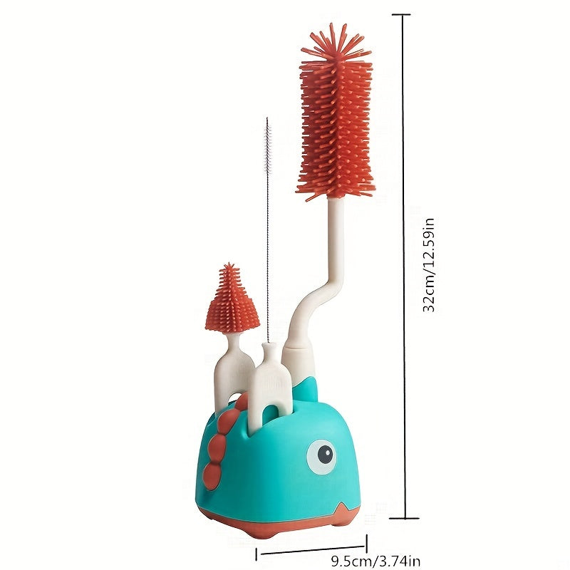 3pcs Silicone Baby Bottle Brush Cleaner 360 Degree Cleaning No Dead Corner