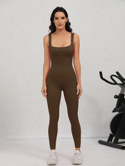 Women's Ribbed Tank Bodysuit Sleeveless Yoga Jumpsuit