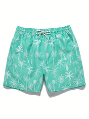 Men's Quick Dry Hawaiian Board Shorts Coconut Tree Swim Trunks