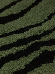 Knitted Lines Print Sweater Men's Crew Neck Pullover