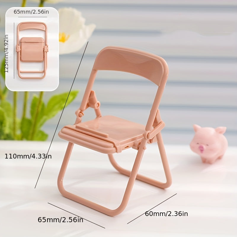 Pink Mini Chair Cell Phone Stand Foldable Mobile Holder