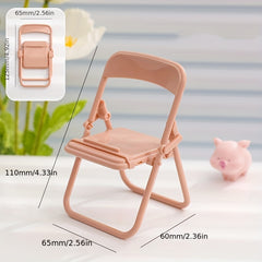 Pink Mini Chair Cell Phone Stand Foldable Mobile Holder