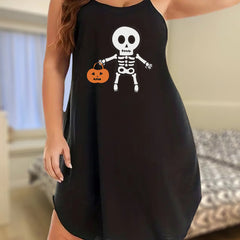 Halloween Nightdress Women's Round Neck Stretch Sleep Dress
