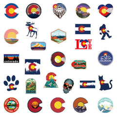 50PCS Waterproof Colorado State Map Stickers for Luggage Helmets & Laptops