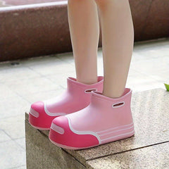 Colorblock Waterproof Ankle Rain Boots Slip On Rubber Water Shoes