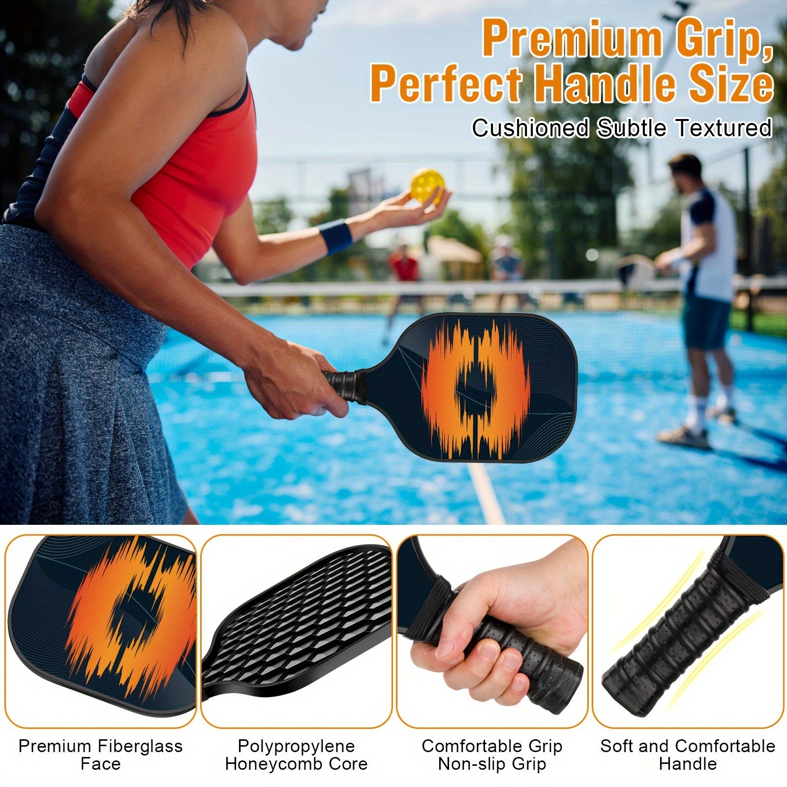 USAPA Approved Fiberglass Pickleball Paddle Set With Balls And Bag