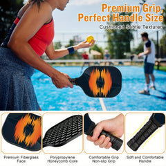 USAPA Approved Fiberglass Pickleball Paddle Set With Balls And Bag