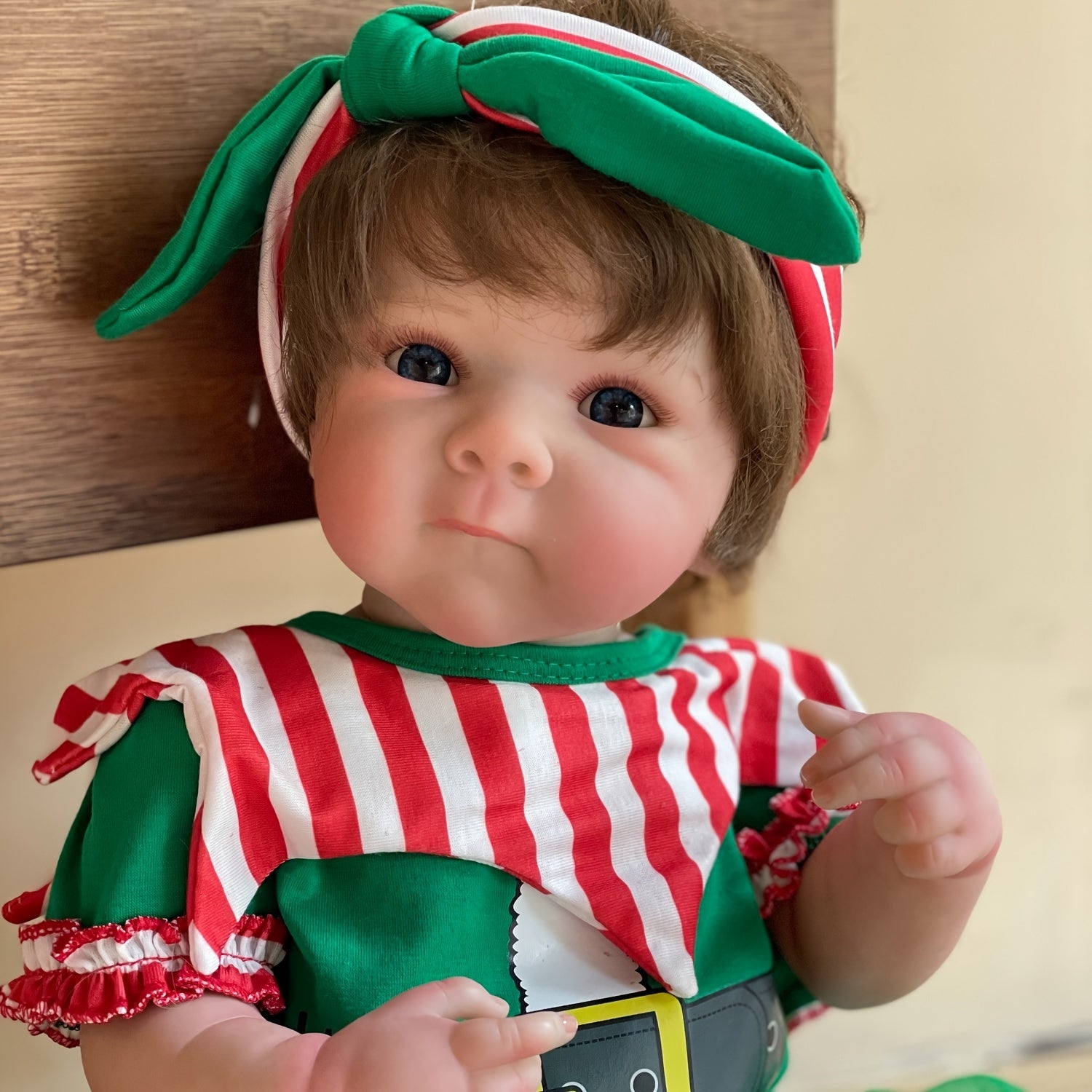 Soft Silicone Reborn Doll in Christmas Dress