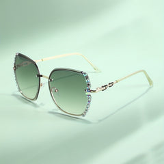 Oversized Butterfly Sunglasses with Rhinestone Decor