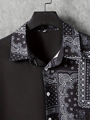 Men's Retro Flower Print Short Sleeve Shirt