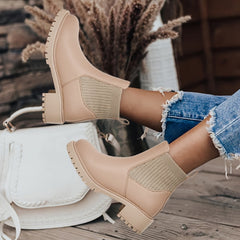 Women's Platform Ankle Boots Slip On Chelsea Boots