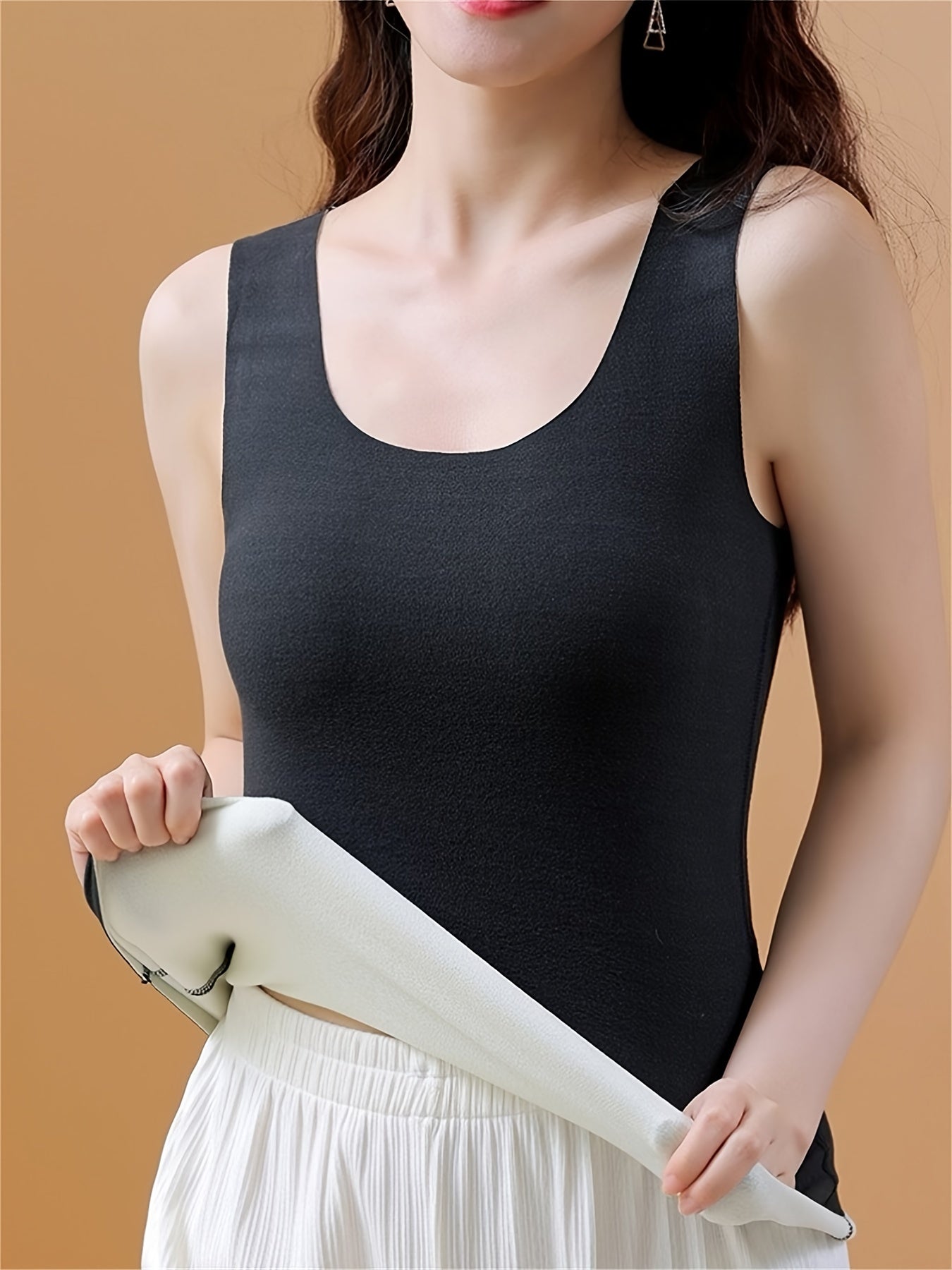 4pcs Seamless Thermal Underwear Crew Neck Sleeveless Top