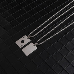 Boys Poker Pendant Necklace Stainless Steel Hip Hop Style