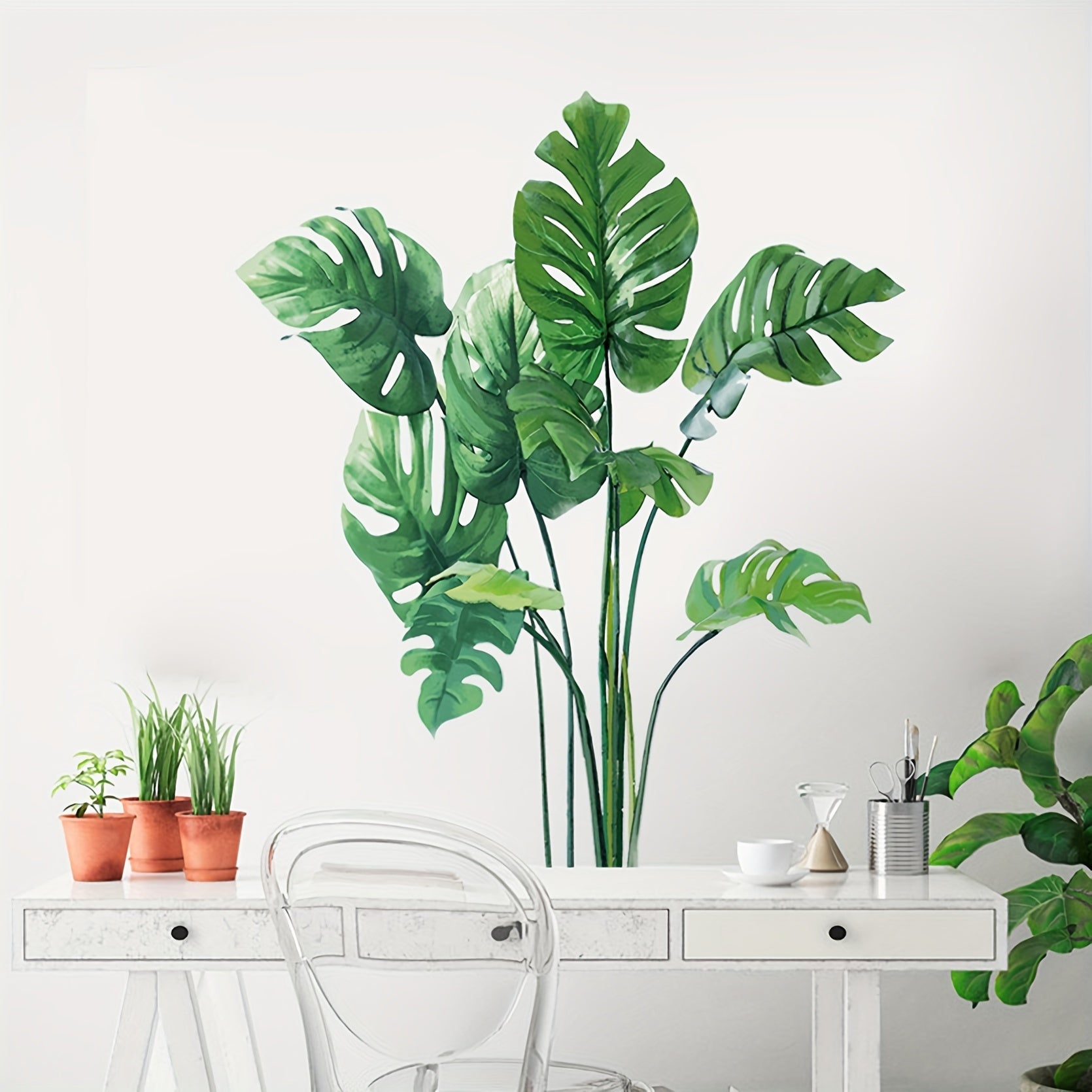 Monstera Leaf Wall Decals Tropical Plants Stickers for Living Room