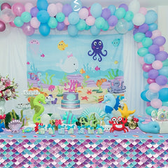 Mermaids Tablecloth Under The Sea Plastic Table Cover