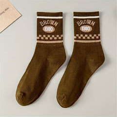 5 Pairs Letter Print Socks for Women