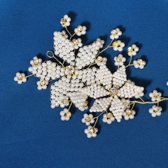 Bridal Headband Rhinestone Faux Pearl Beaded Headband Floral Head Accessories
