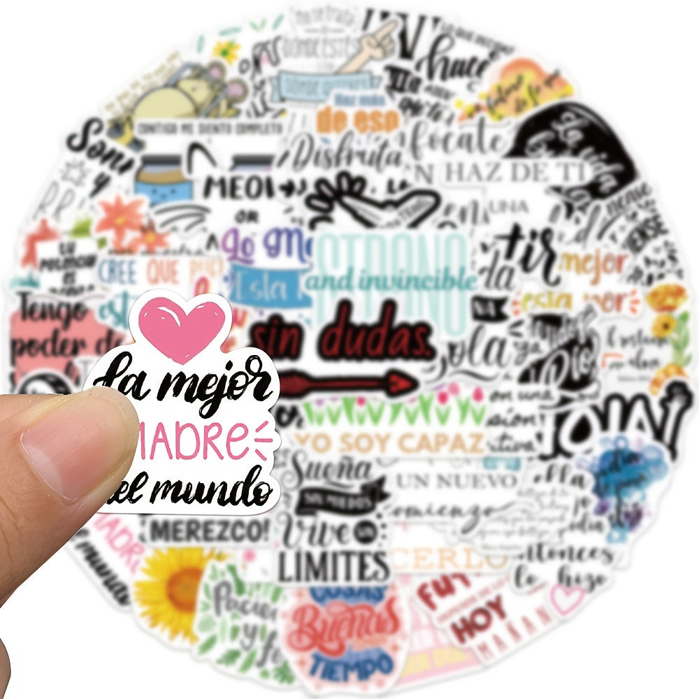 50pcs Spanish Inspirational Waterproof Stickers for Laptops Scrapbooks