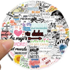 50pcs Spanish Inspirational Waterproof Stickers for Laptops Scrapbooks