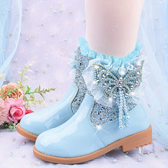 Girls Butterfly Dress Boots Warm Plus Fleece Boots For Autumn/Winter