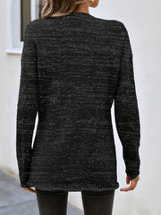 Solid Button Front Pullover Sweater Long Sleeve Casual Fall Winter Women's Cloth
