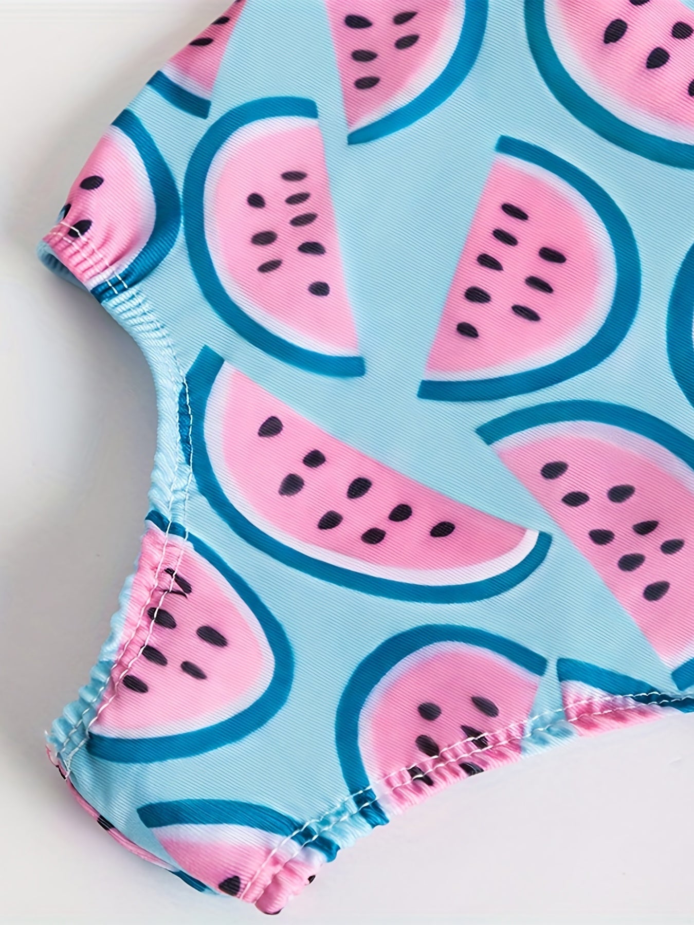 Watermelon Print Ruffle Trim Bikini Swimsuit for Baby Girl