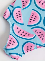 Watermelon Print Ruffle Trim Bikini Swimsuit for Baby Girl