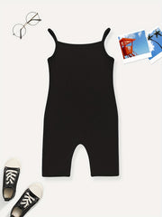 Toddler Girls Cat & Letter Cami Romper Jumpsuit