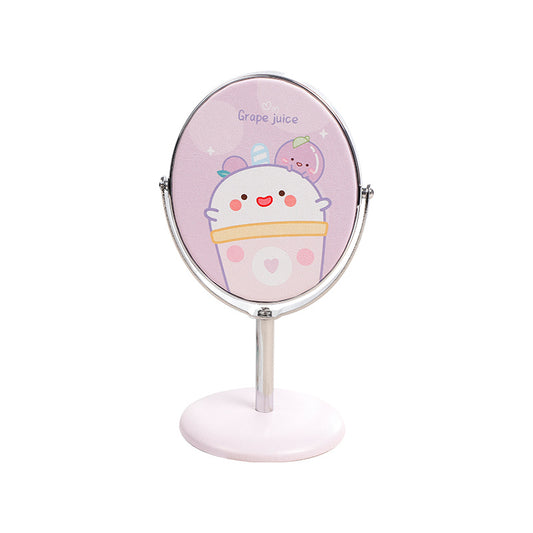 Small Table Mirror Makeup Mirror PU Rotatable Single Sided Mirror