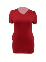 V-Neck Stretch Dress with Pockets
