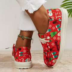 Christmas Print Slip On Skate Shoes Soft Comfortable Lightweight Sneakers