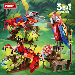 WOMA Parrot Building Blocks Ornament Animal Insect Series 3-in-1 Puzzle Toy