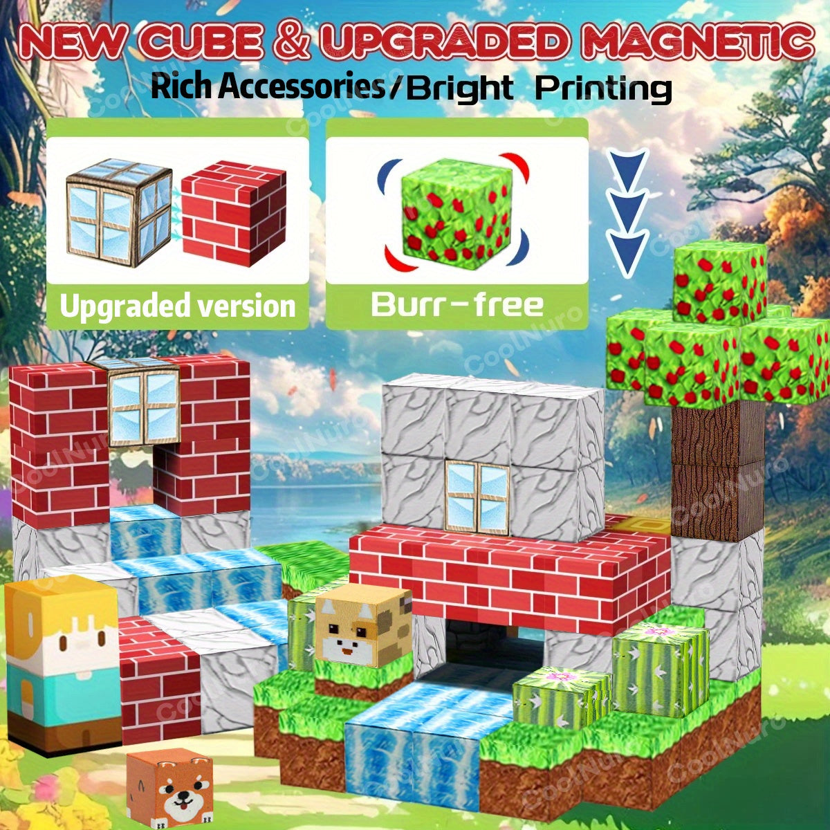 108pcs CoolNuro Magnetic Animal Blocks Set Forest Theme Building Kit Toy