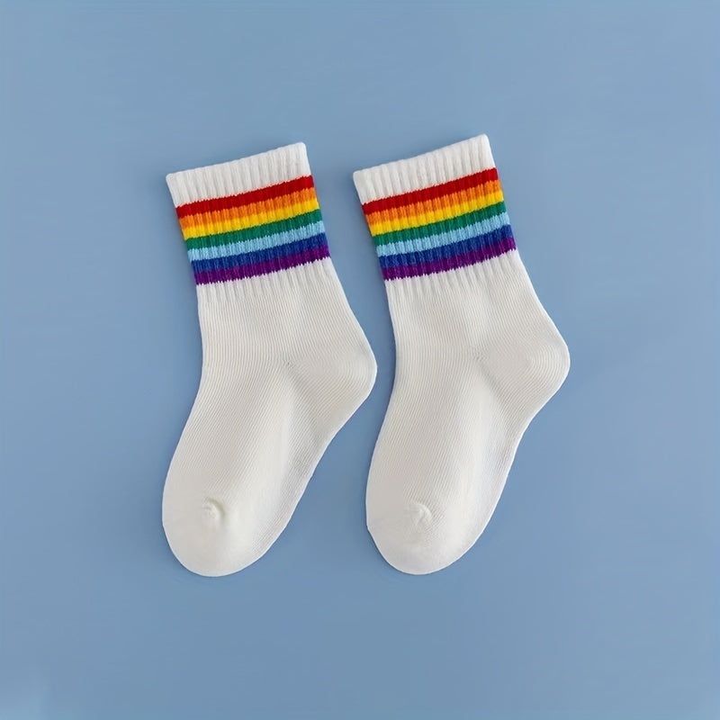 Kids Rainbow Striped Crew Socks 1-8Y