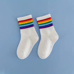 Kids Rainbow Striped Crew Socks 1-8Y