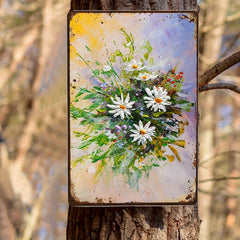 Retro Metal Sign Flowers Daisy & Sunflower Vintage Tin Poster Plaque