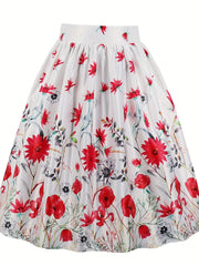 Floral Print High Rise A-line Skirt