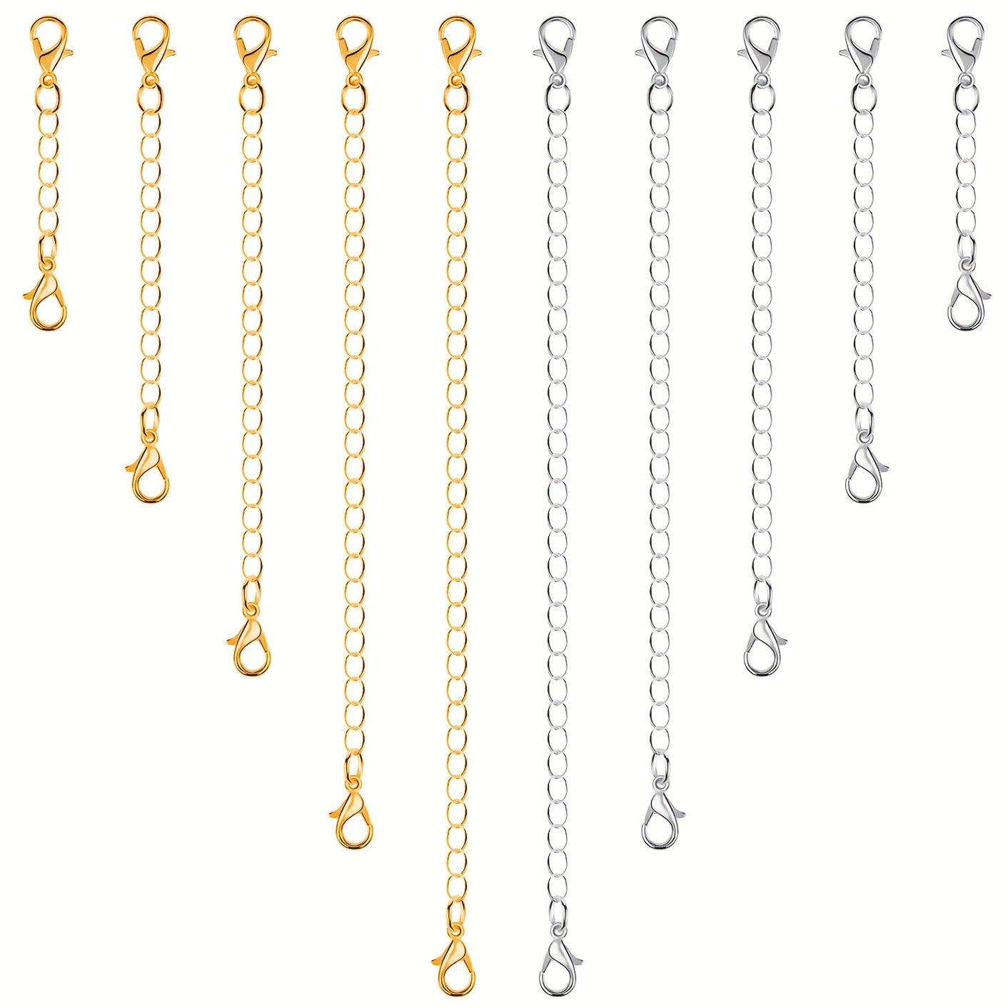 10Pcs Necklace Chain Extenders Golden and Silvery Stainless Steel Jewelry Chains