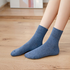 10 Pairs Solid Mid Tube Socks Women's Stockings