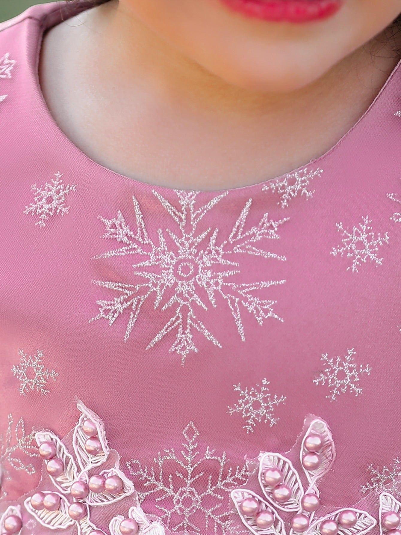 Snow & Pearl Puff Sleeve Birthday Dress