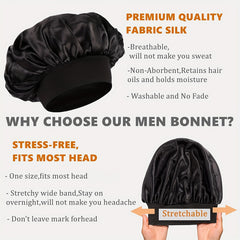 Men's Reversible Satin Sleep Cap Bonnet