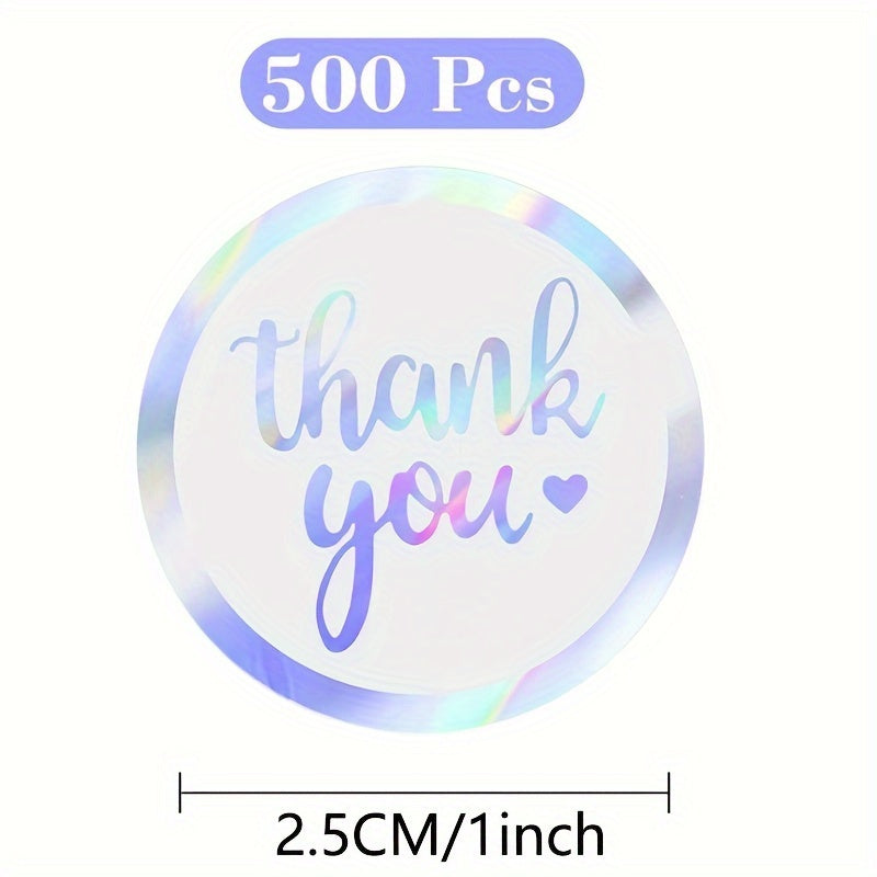 500Pcs Thank You Holographic Adhesive Stickers for Envelopes & Gifts
