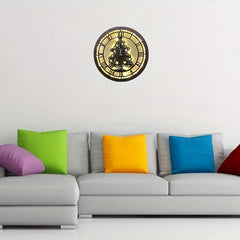 Children's Room LED Wall Clock Lamp Retro Wooden Sign Hanging Lamp