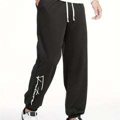 Letter Print Stretch Joggers Men's Casual Sweatpants
