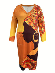 Casual Dress Women's Plus Cartoon Print Maxi Dress