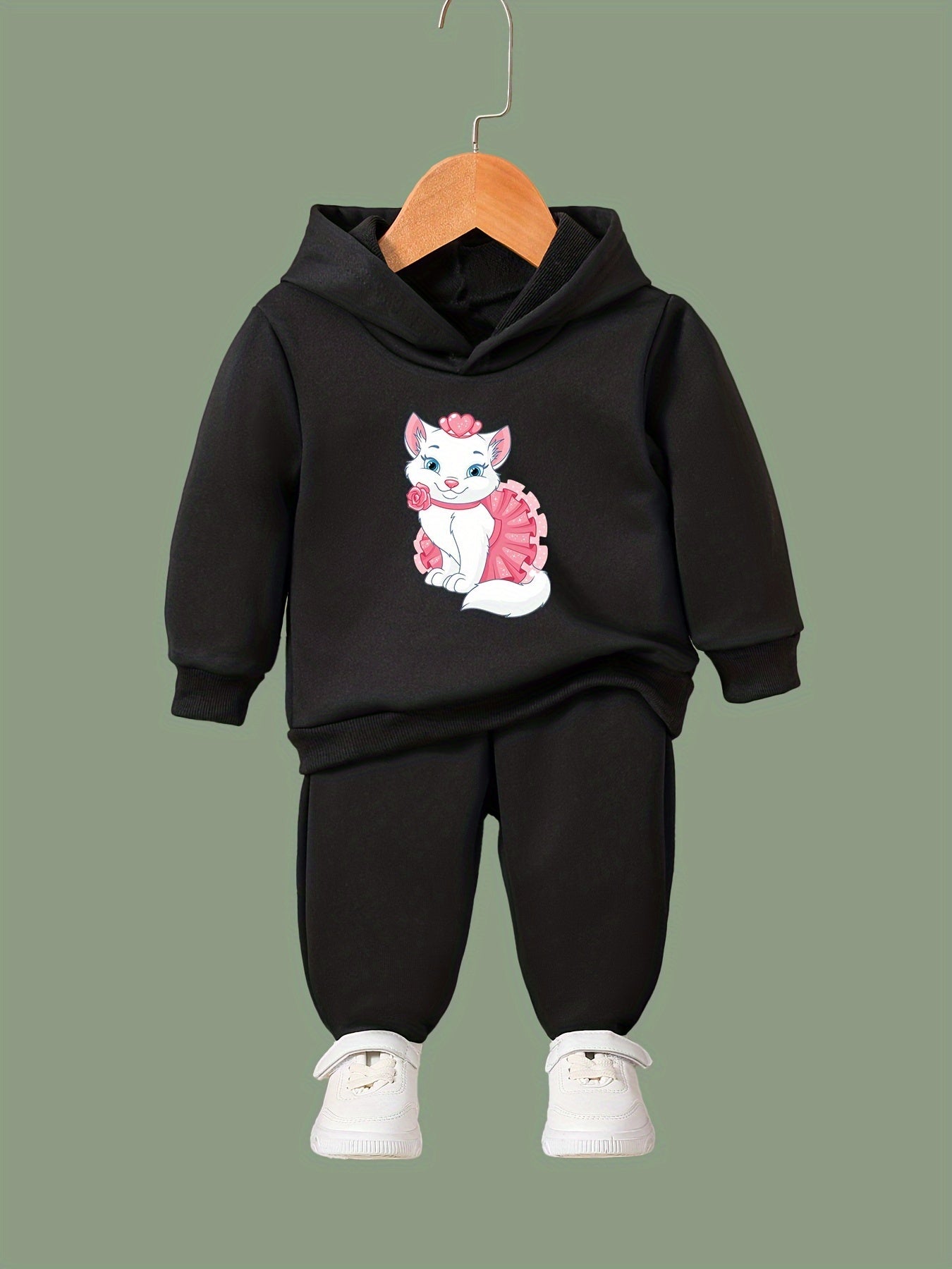 Cat Print 2pcs Girls Outfits For Sports Spring Fall Outdoor Gift